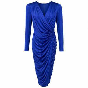 Vintage Night Moves Womens Prom Dress 13/14 Royal Blue Beaded Ruched Old Money